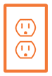 A picture of an electrical outlet with the power on.