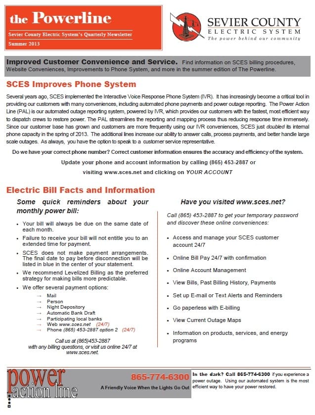 A page of information about the electric bill.