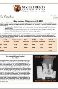 A page of the newsletter with an article about rate increase.