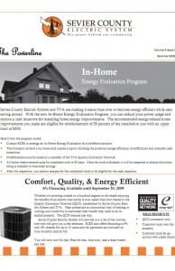 A page from the in-home energy evaluation program.